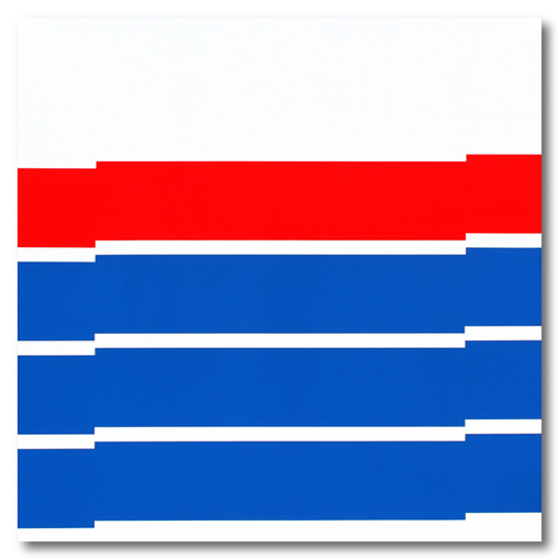 white red and blue minimalist painting