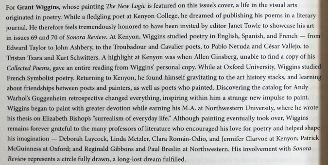 paintings by grant wiggins in sonora review issue 70